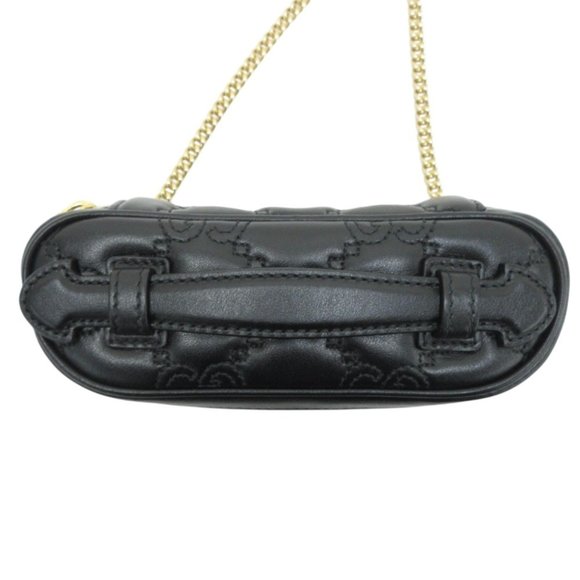 GUCCI GG Matelasse Mini Top Handle Bag Black 723770 2way Chain Shoulder - Picture 5 of 16